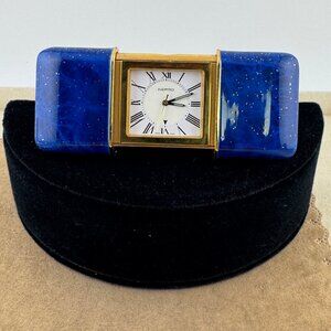 Vintage Very Rare 1990's Nepro Blue Enamel with Gold Flakes Slide Style Watch